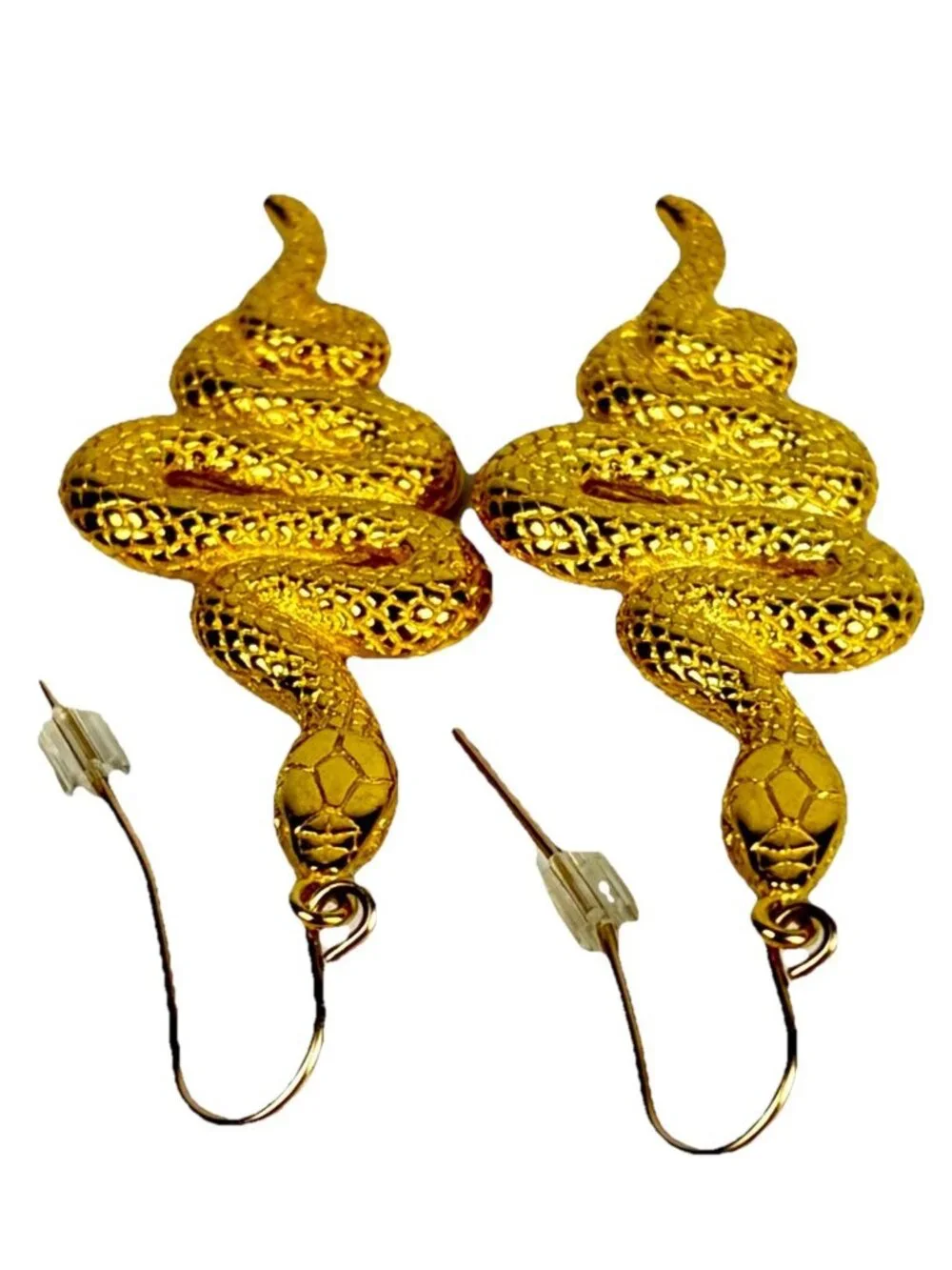 Vintage Metropolitan Museum Of Art MMA USA Snake Earrings Gold Tone 2”